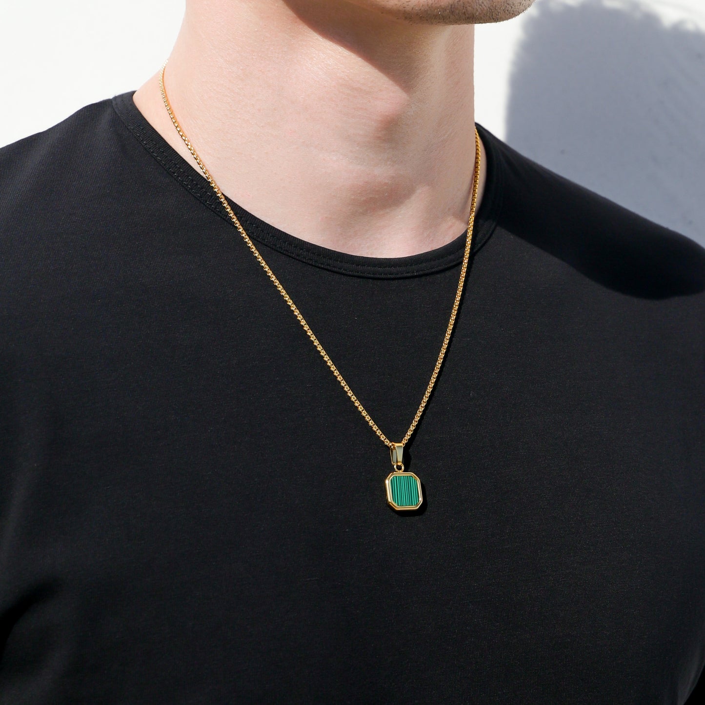 Malachite Stone Pendant Set
