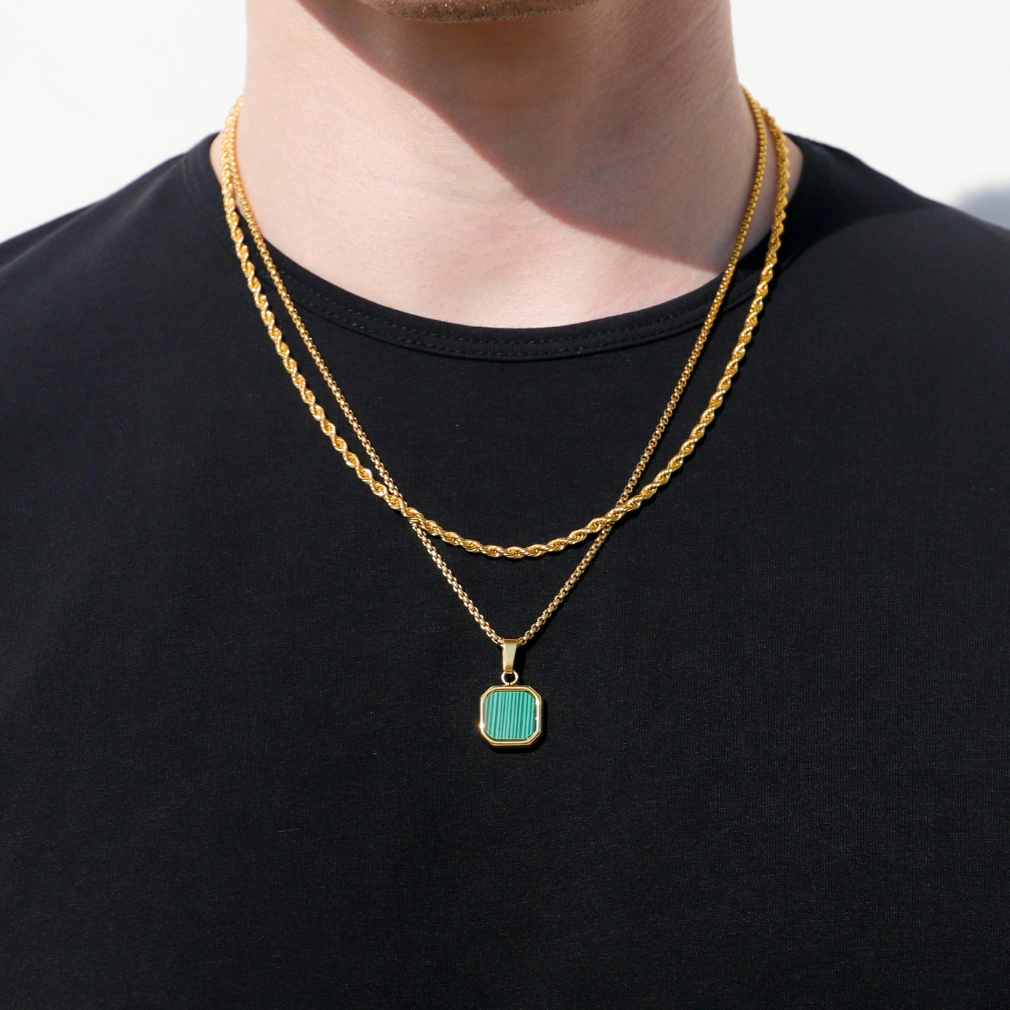 Malachite Stone Pendant Set