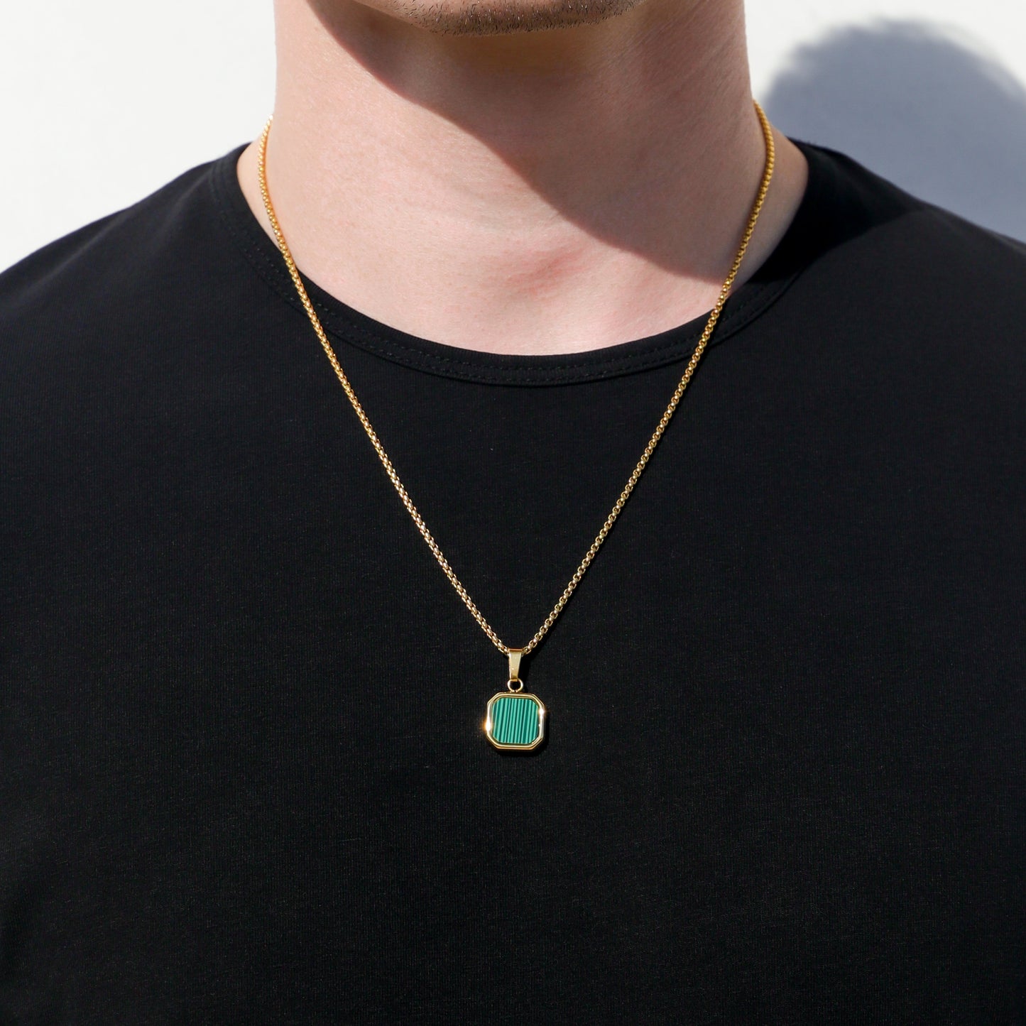 Malachite Stone Pendant Set