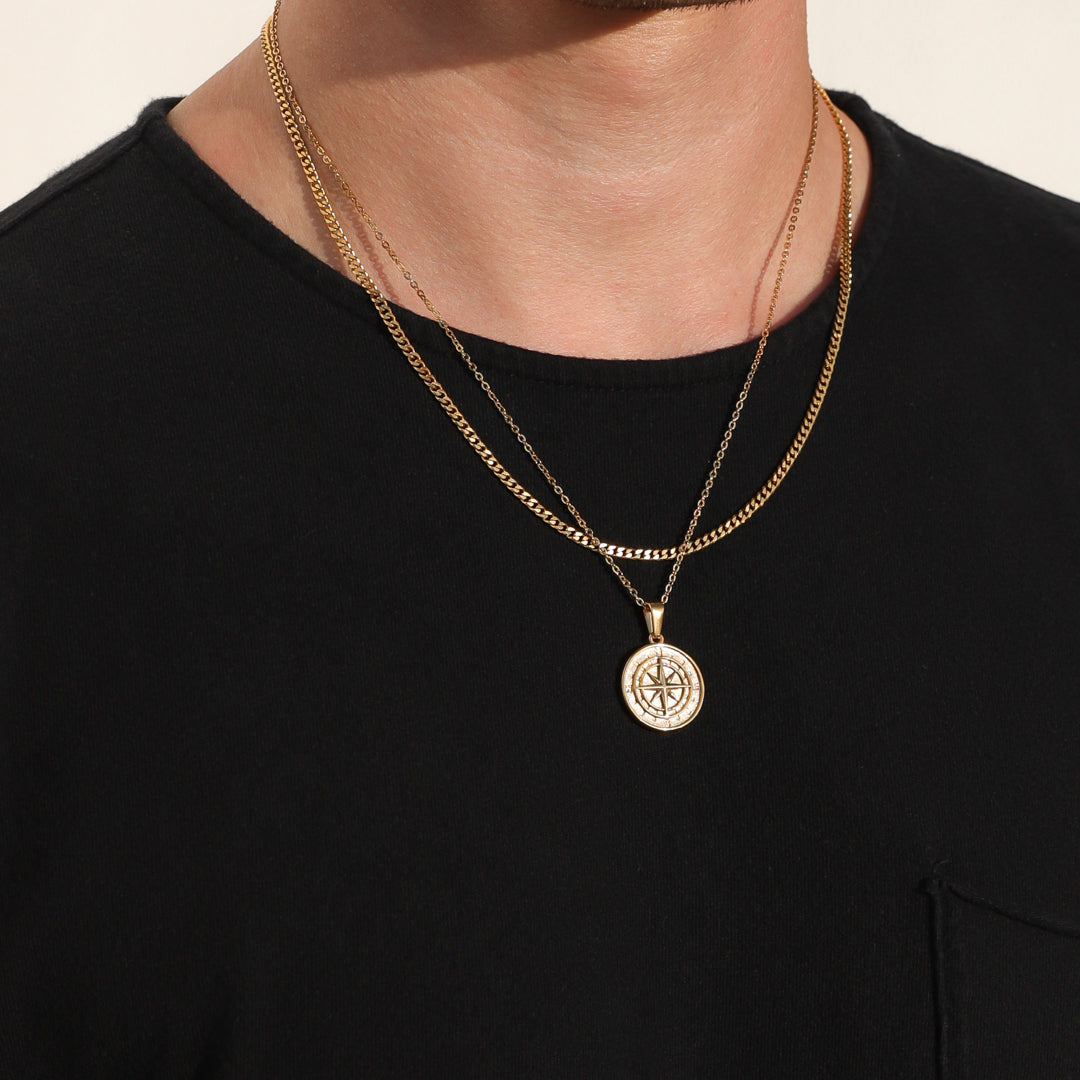 mens compass necklace (6883418996902)