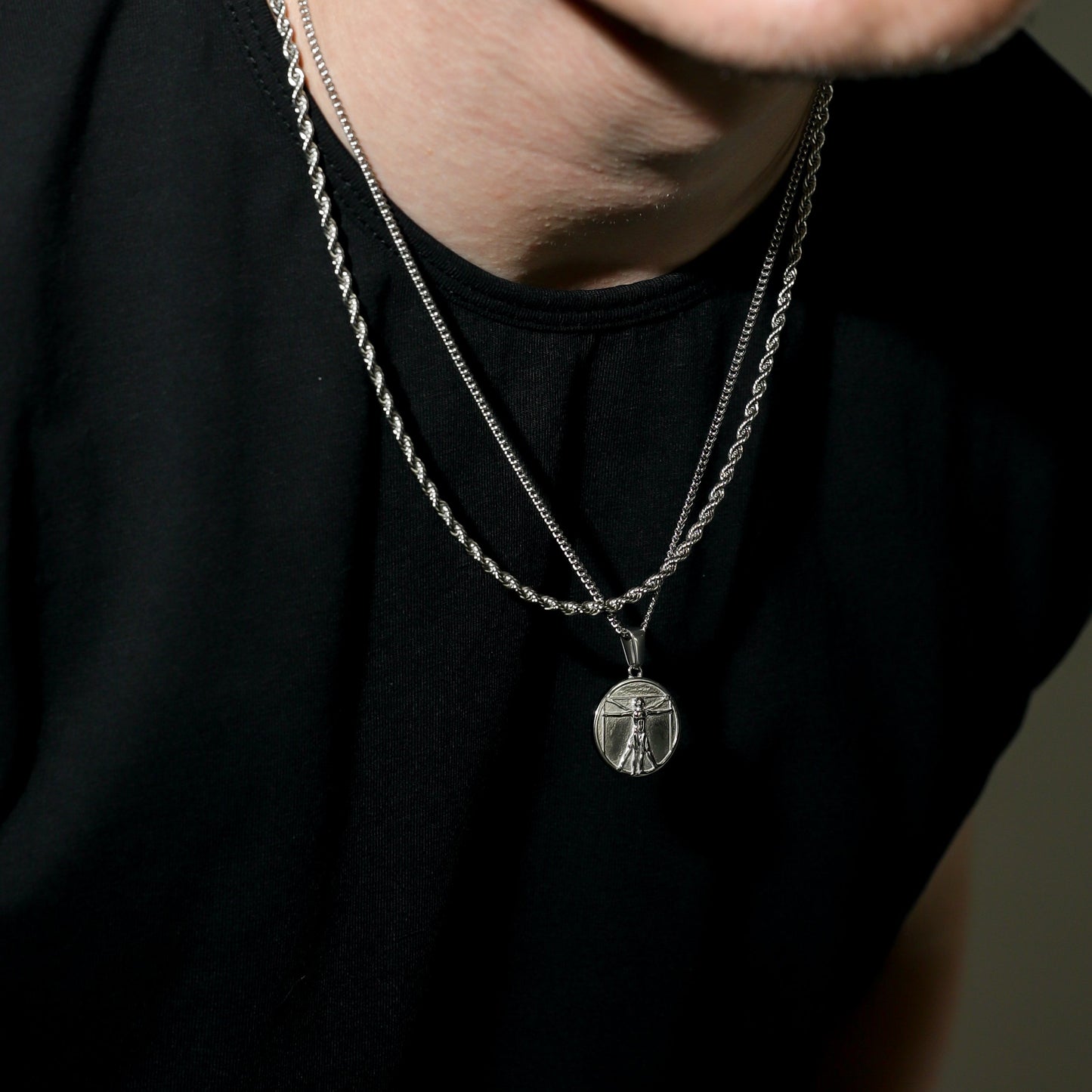Da Vinci Vitruvian Man Silver Set
