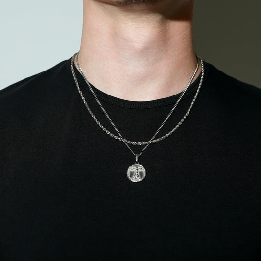 Da Vinci Vitruvian Man Silver Set