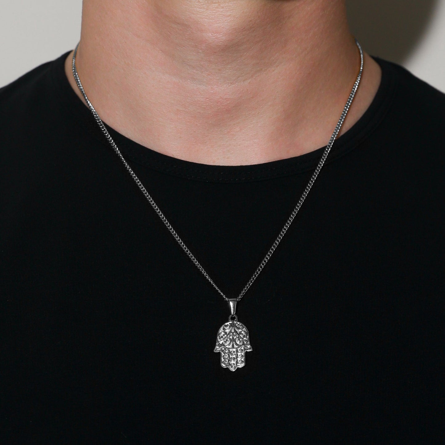 Hamsa Pendant Silver Set