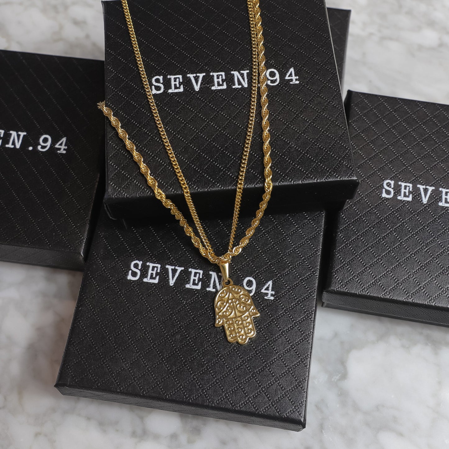 Hamsa Pendant Silver Set