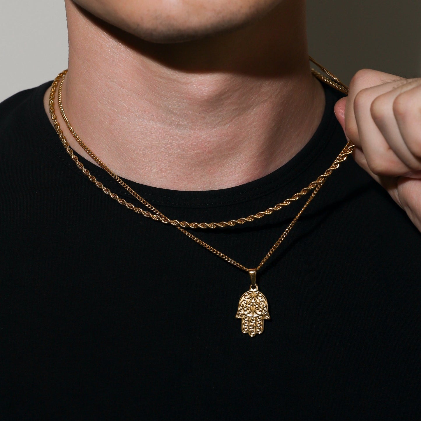 Hamsa Pendant Silver Set