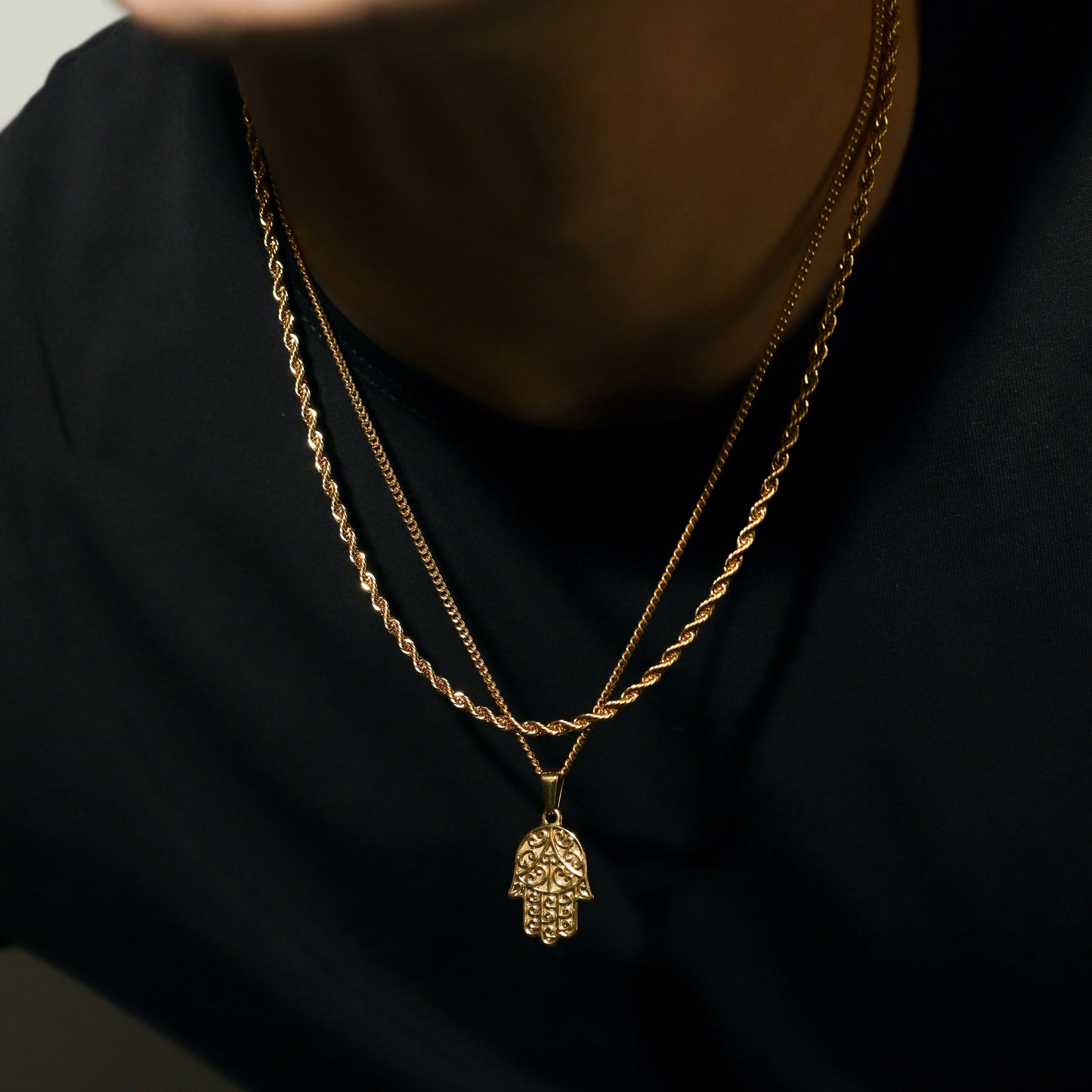 Hamsa Pendant Silver Set