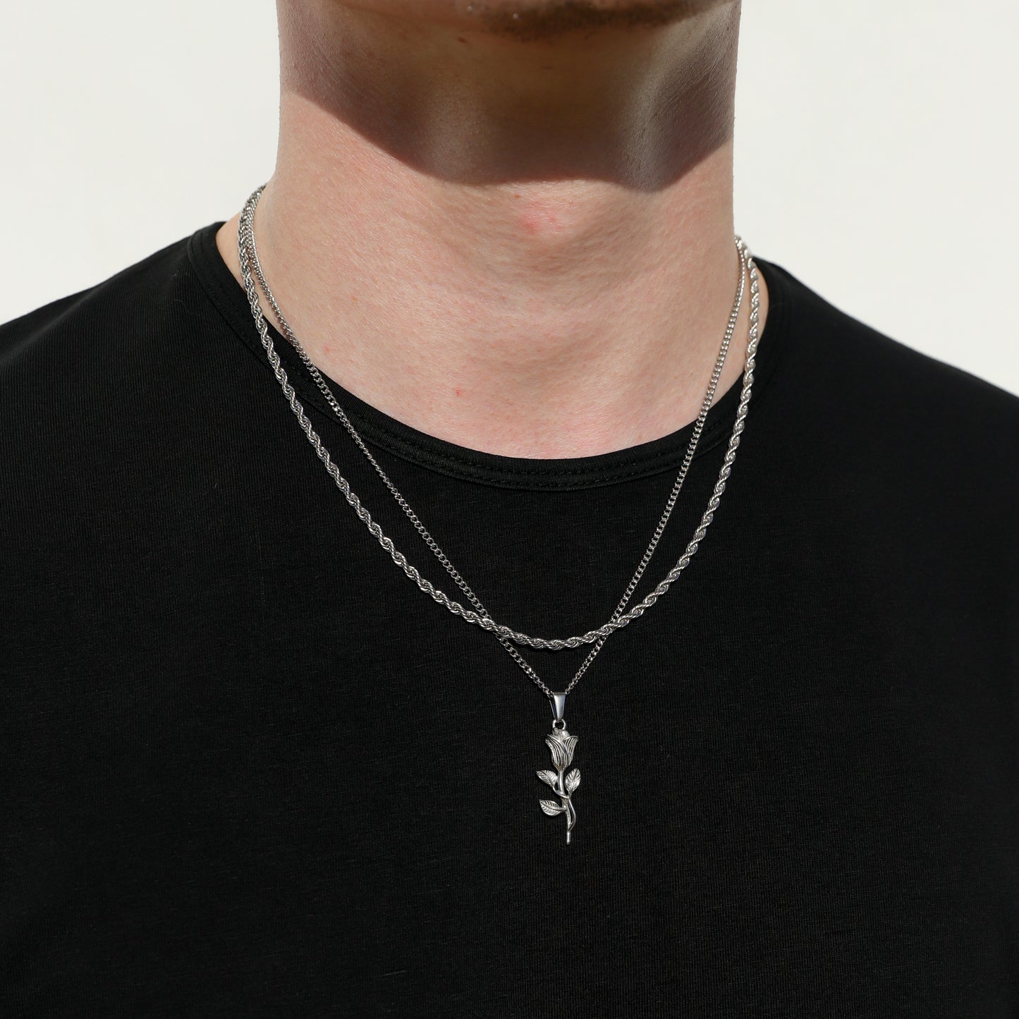 Rose Pendant Gold Rope Set