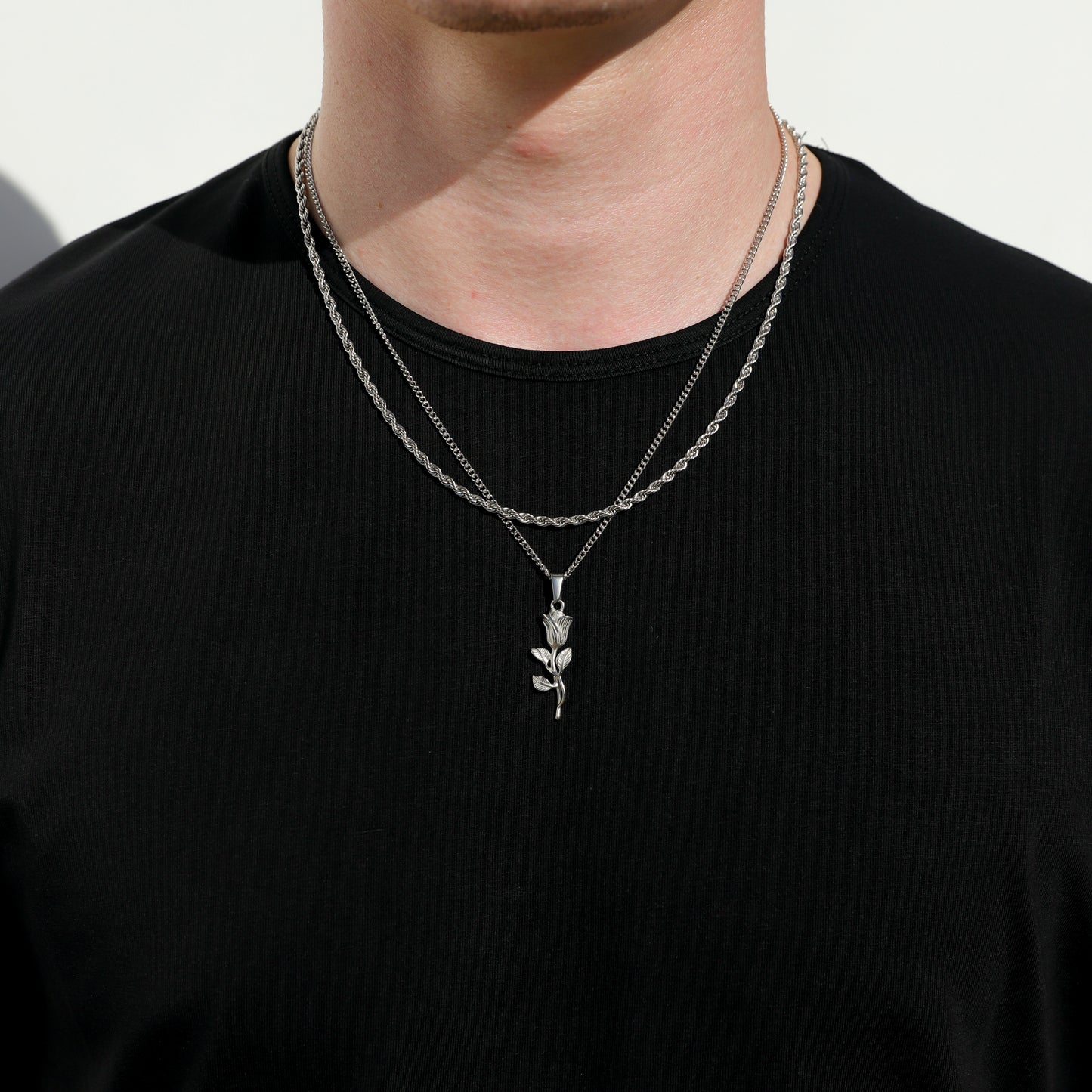 Rose Pendant Gold Rope Set