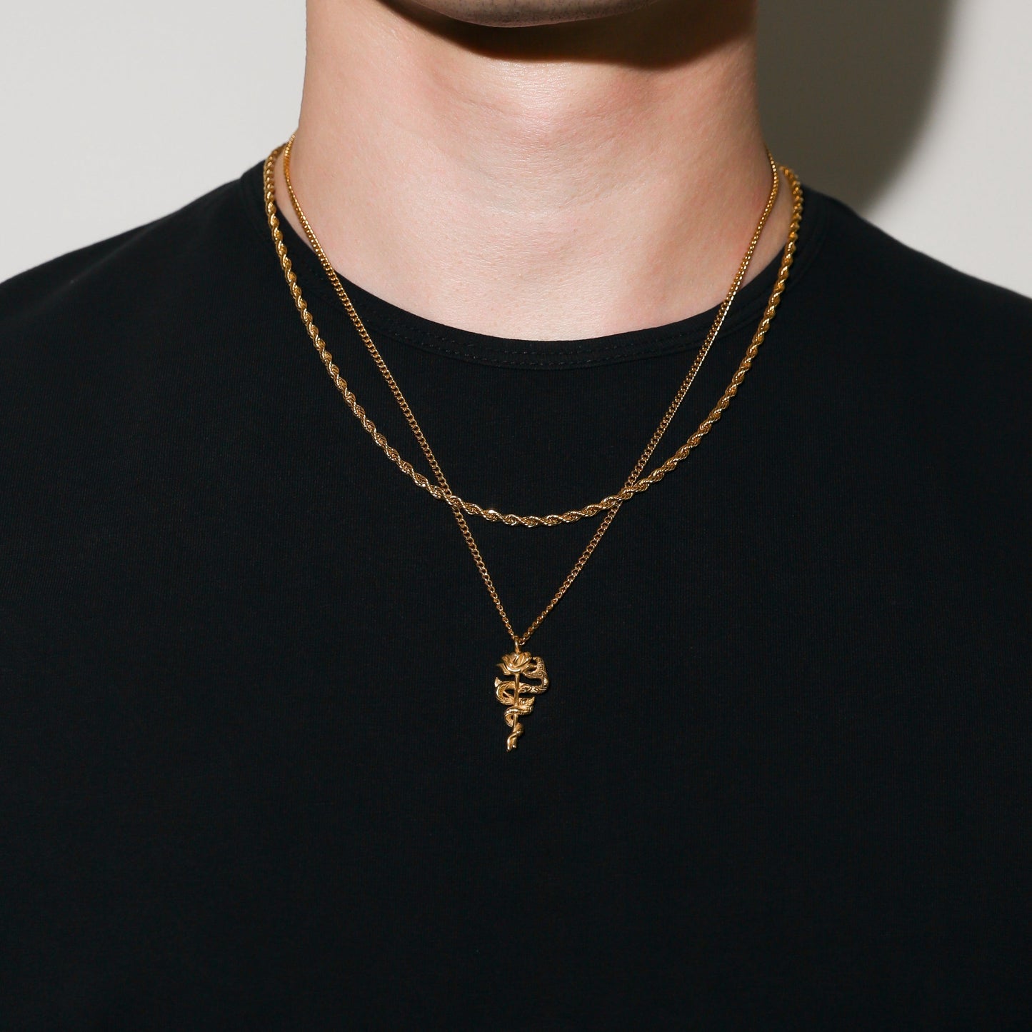 Serpent Rose Pendant Gold Set