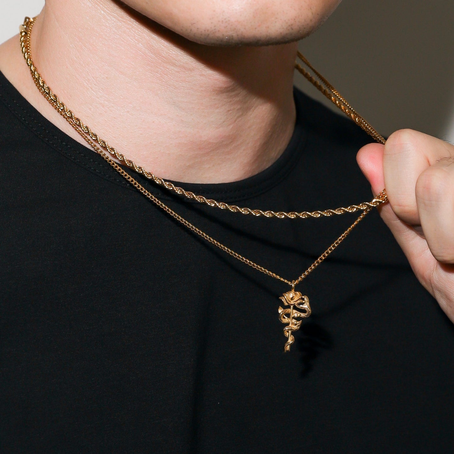 Serpent Rose Pendant Gold Set