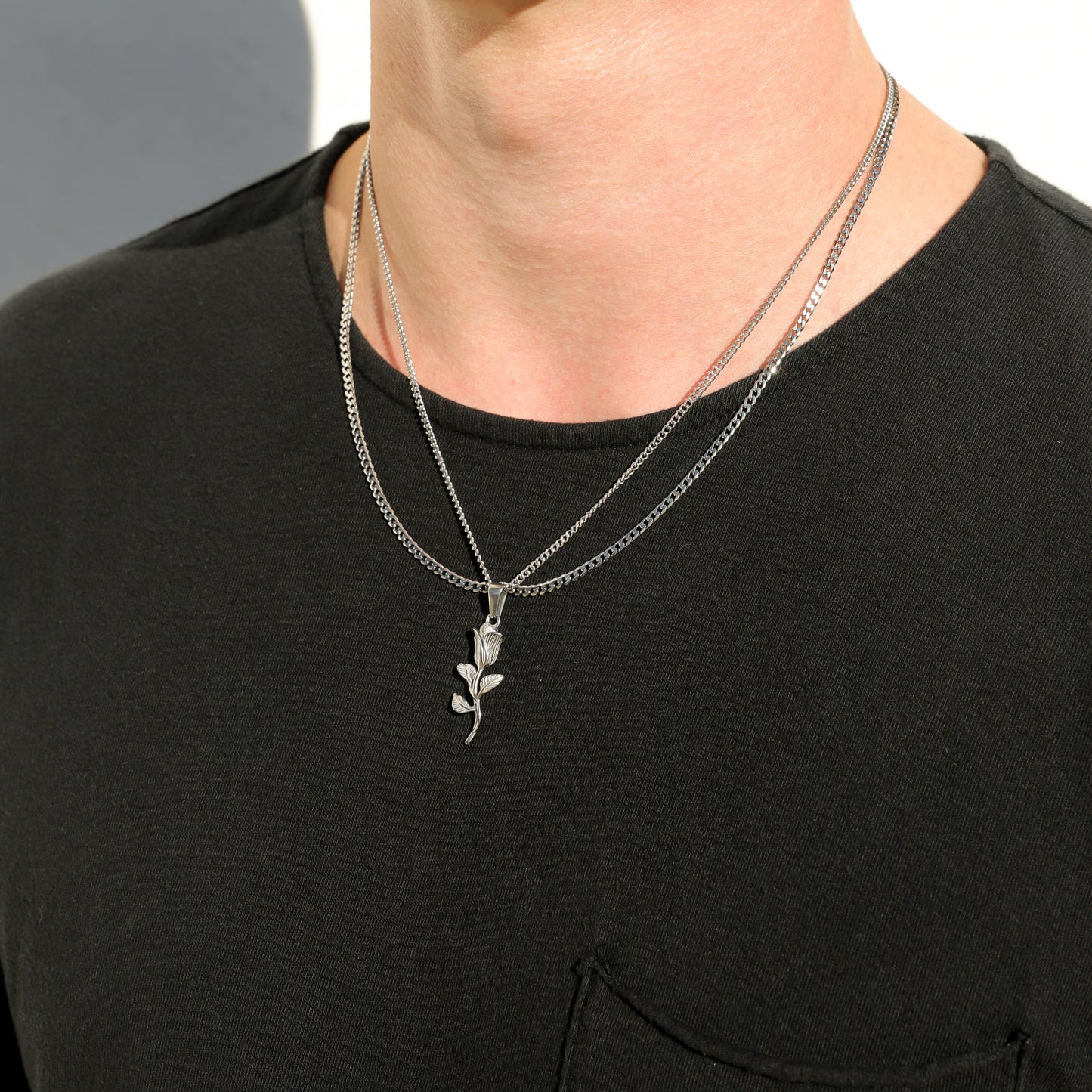 Rose Pendant Silver Set