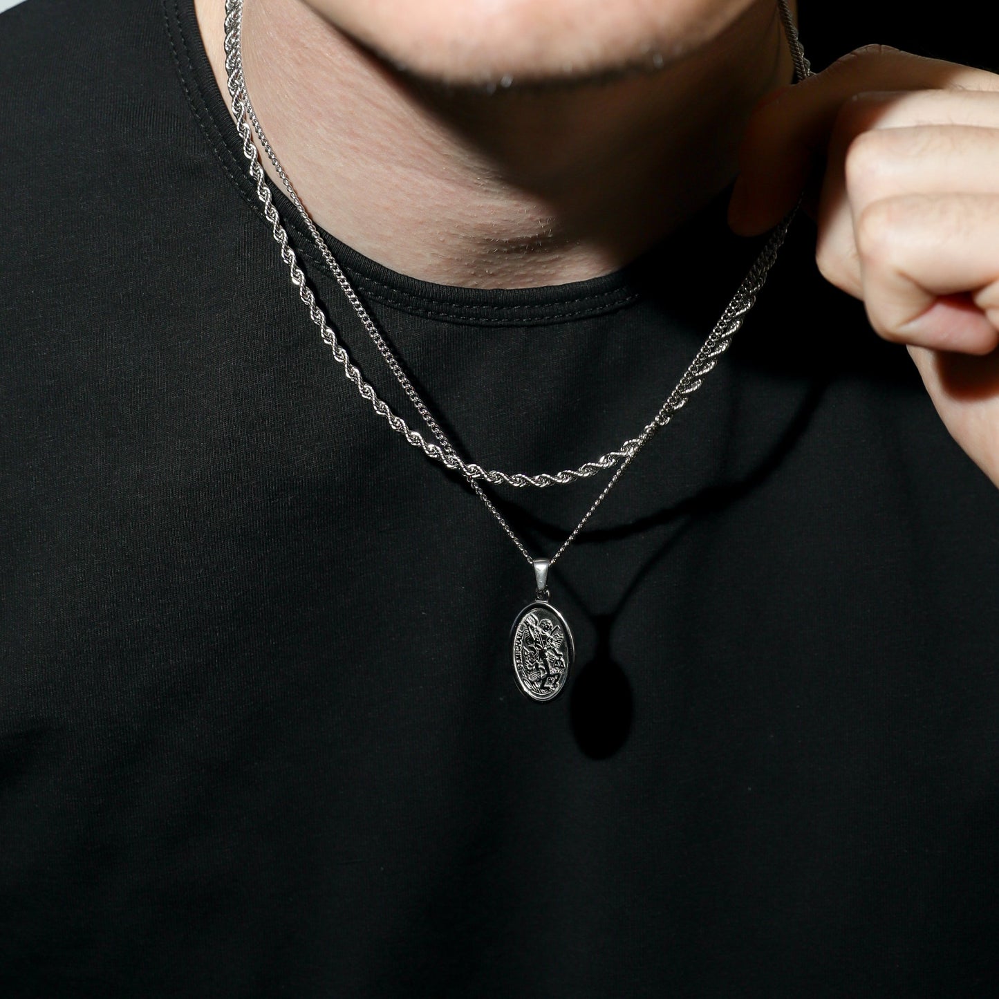 Saint Michael Pendant Silver Set
