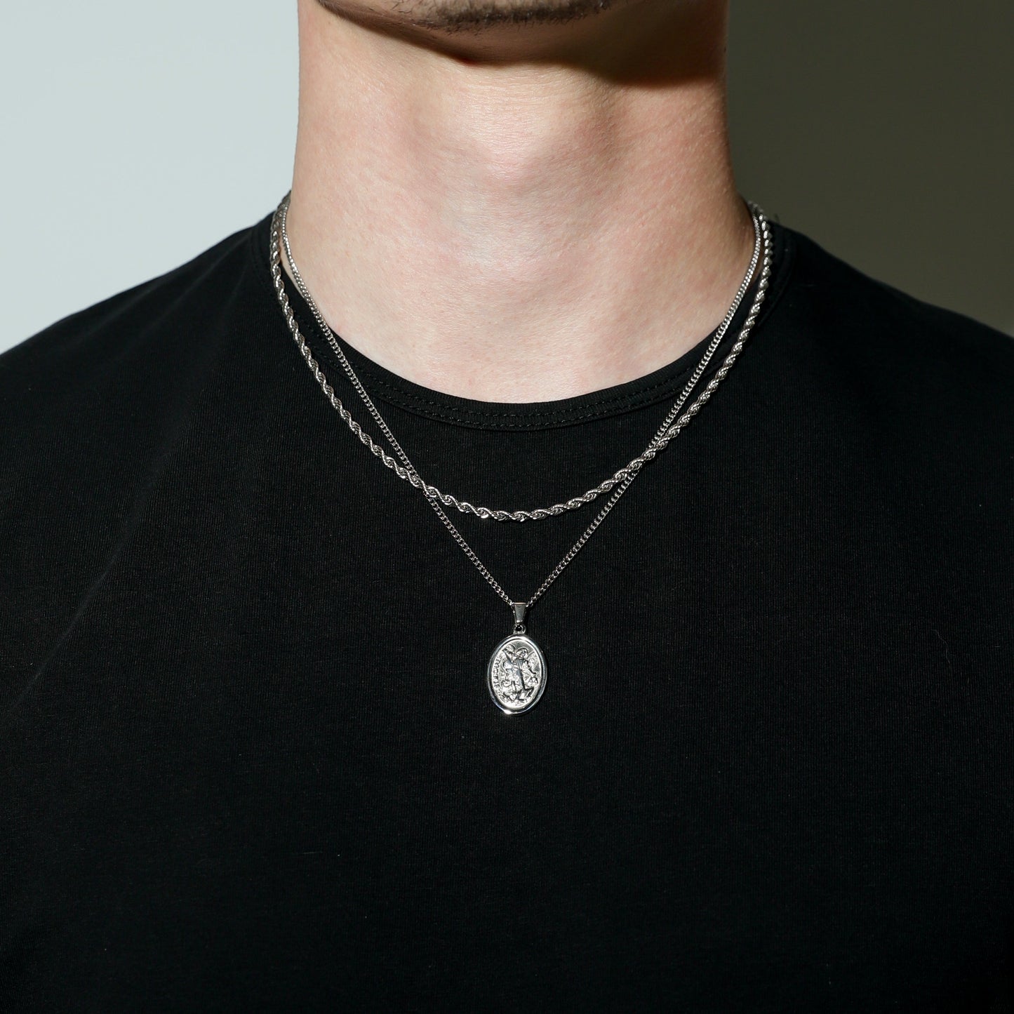 Saint Michael Pendant Silver Set