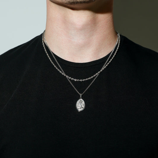 Saint Michael Pendant Silver Set