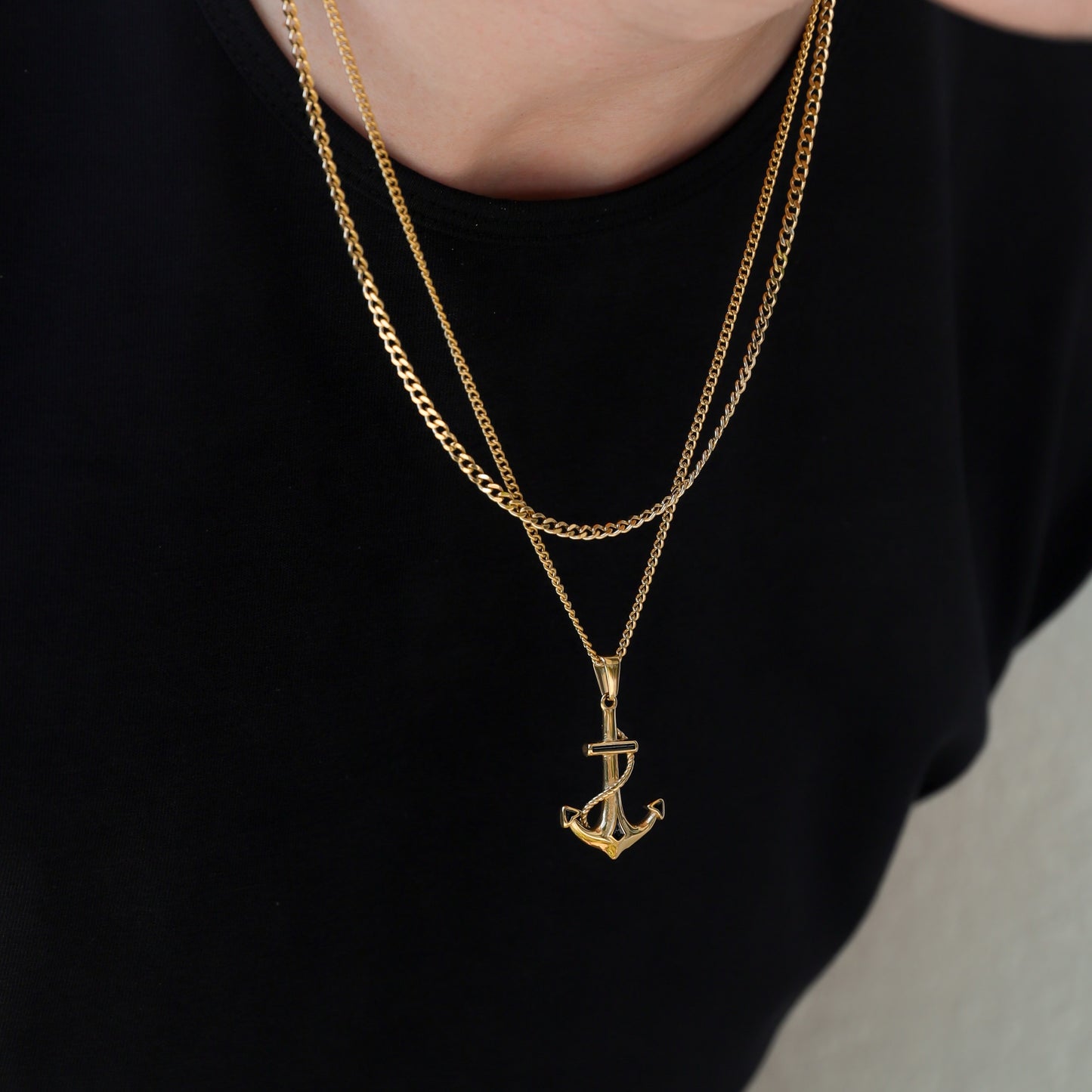 Anchor Pendant Cuban Set