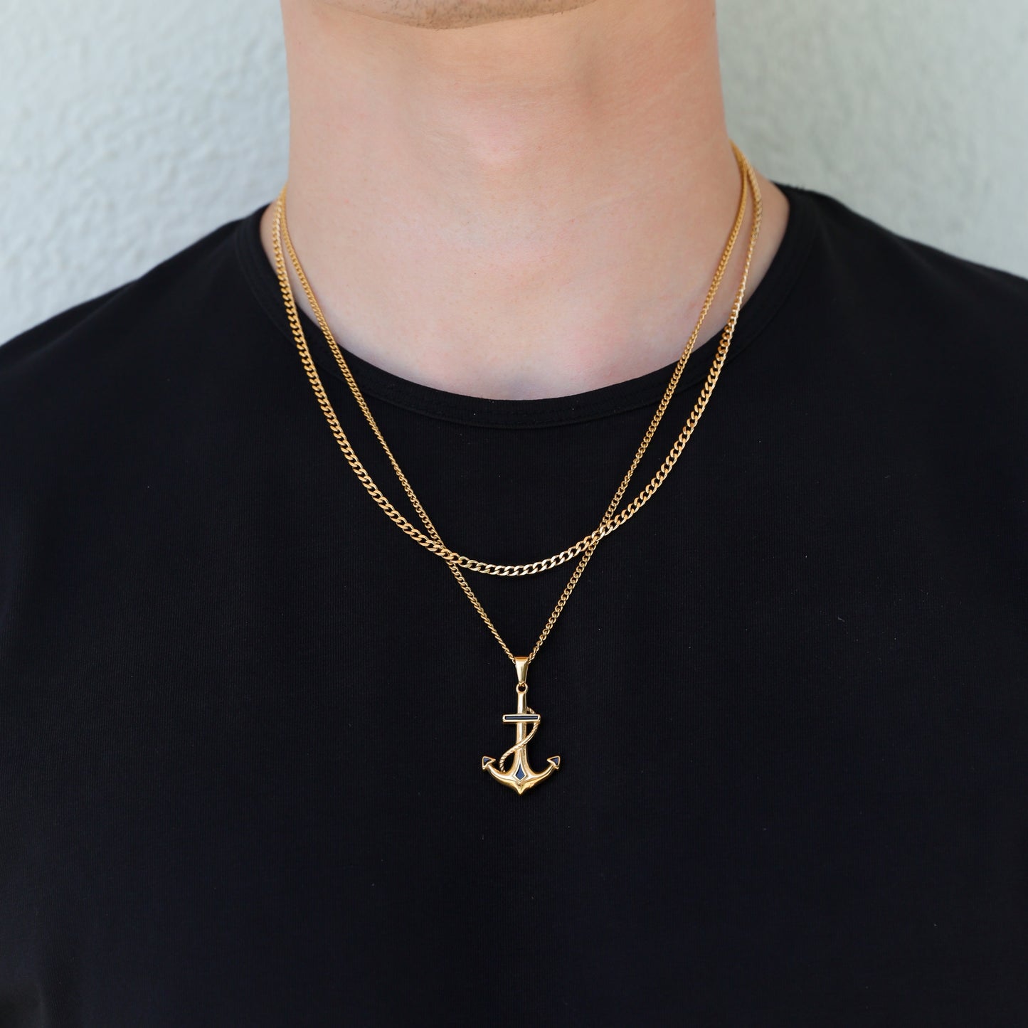 Anchor Pendant Cuban Set