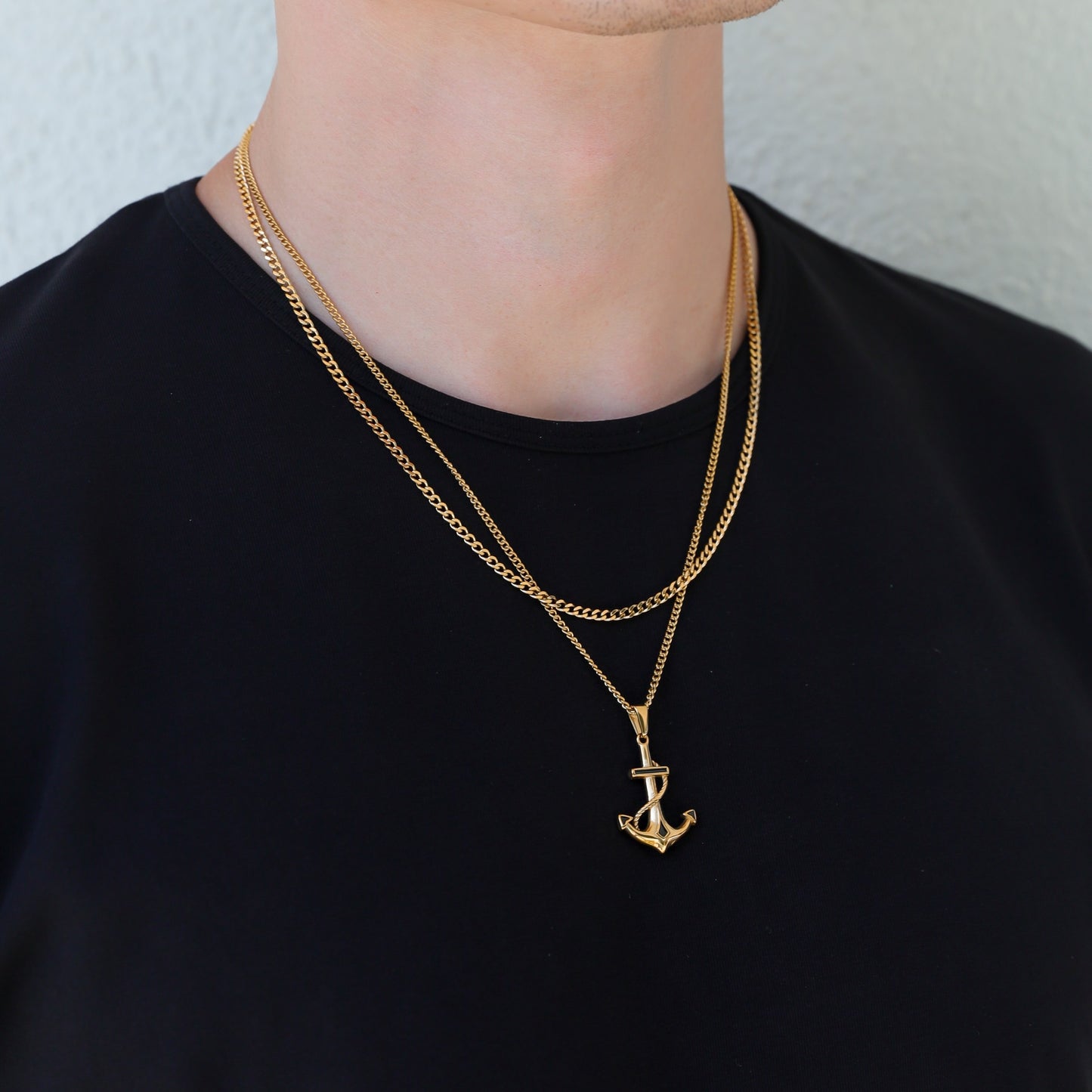 Anchor Pendant Cuban Set