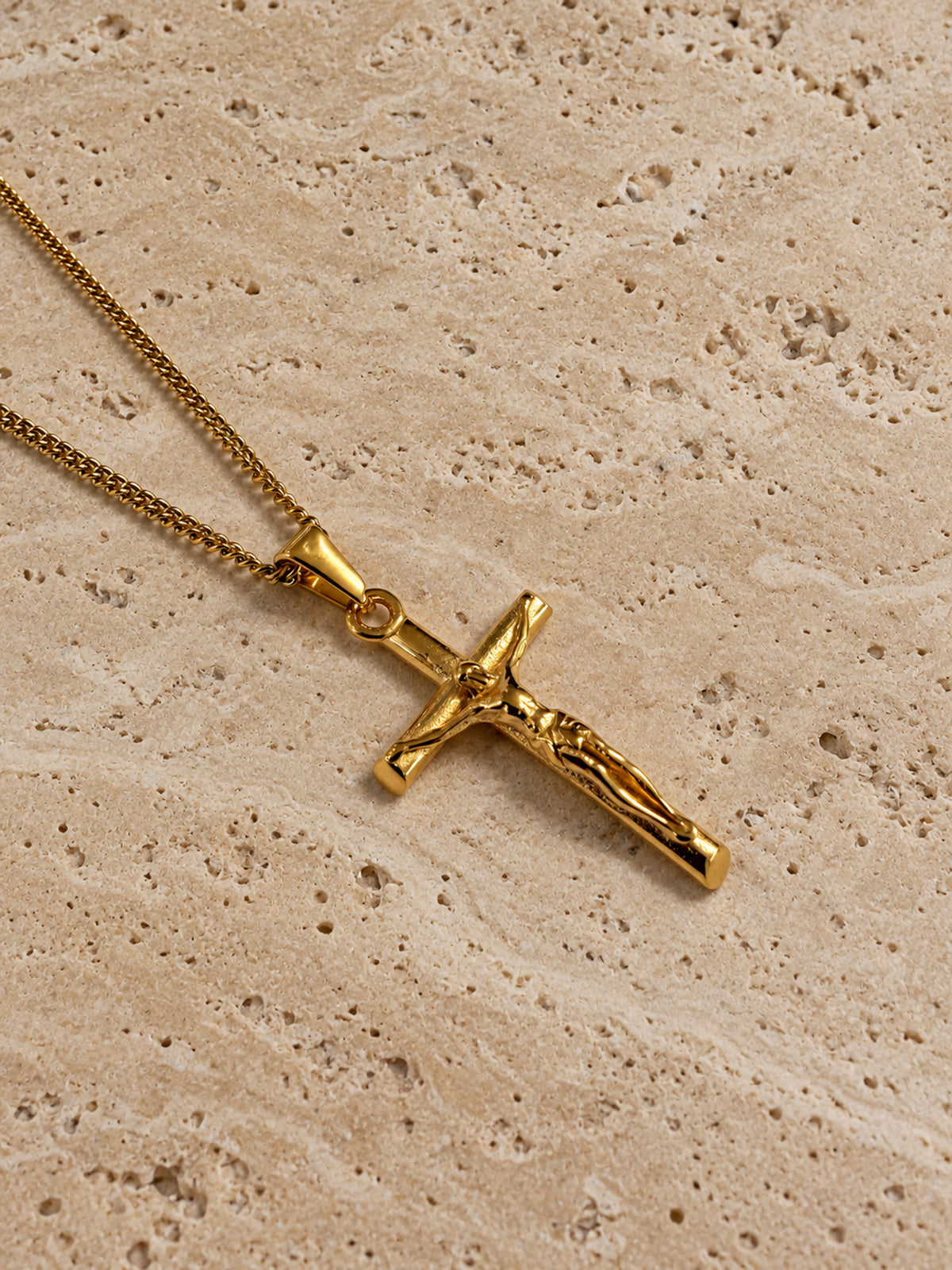 Crucifix Pendant Rope Gold Set