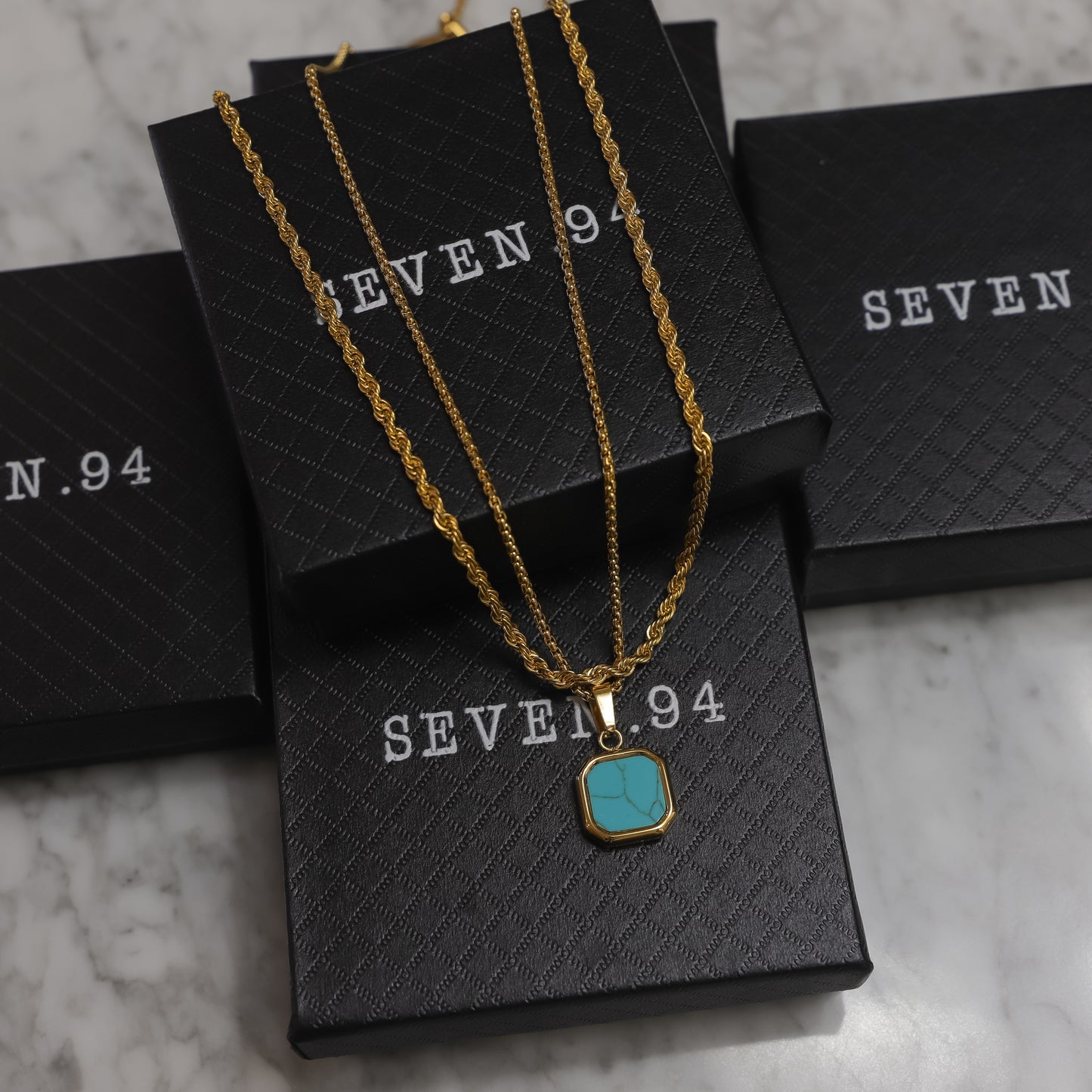 Turquoise Stone Pendant Set